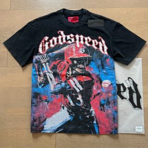 Godspeed Graphic Tee Skeleton Baseball Print – 1017 Washed Black, L