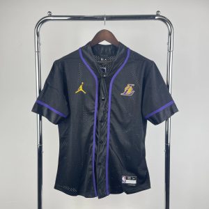 Nike Air Jordan Los Angeles Lakers Buttoned Shirt Black / Purple – L