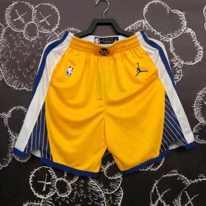 Nike Air Jordan Golden State Warriors Shorts Yellow / Navy – L