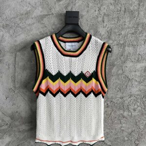 Casablanca Knit Vest Multi-Color Chevron – T152, L