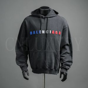 Balenciaga (BB) Paris Flag Hoodie Black – Black, L