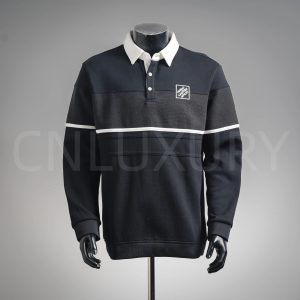 Louis Vuitton (LV) Monogram Jacquard Polo Sweater Black / Grey – Black, L