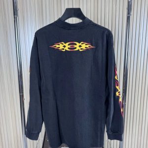 Balenciaga Distressed Crew Longsleeve Black / Orange – Black, L