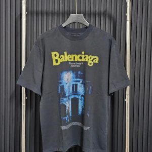 Balenciaga Graphic Shirt Dark Grey / Yellow – L, Carbon gray