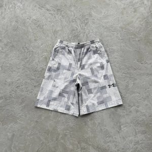 Mertra Patchwork Shorts Grey / White – L