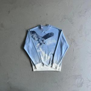 Trapstar Light Blue Double Eagle Sweater Blue / White – L