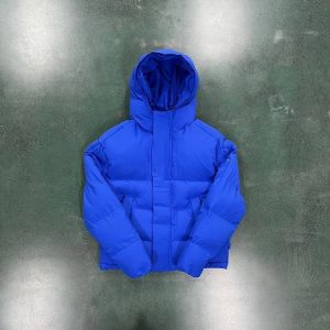 Trapstar Decoded Hooded 2022 Puffer Jacket Blue / White – L