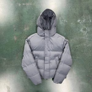 Trapstar Decoded 2022 Hooded Puffer Jacket Grey – L
