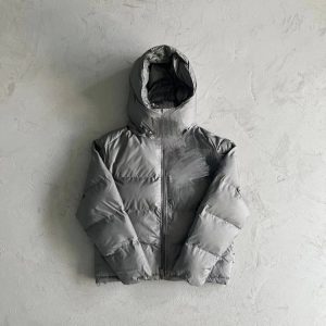 Trapstar Shooters Detachable Hooded Puffer Jacket – gray, L