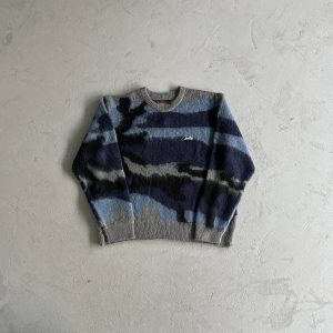 Corteiz Mohair Knit Sweater Blue Camouflage – Blue, L