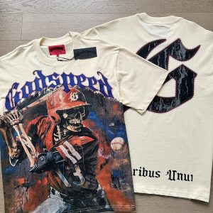 Godspeed Graphic Tee Skeleton Baseball Print – 3017, L