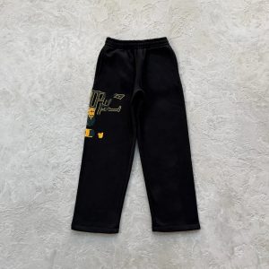 Corteiz Lion Varsity Open Hem Joggers Black / Yellow – Black, L