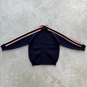 Corteiz Multi Stripe Knit Zip Up Navy – L