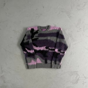 Corteiz Mohair Knit Sweater Purple Camouflage – purple, L