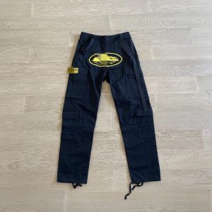 Corteiz Alcatraz Cargo Pants Black / Yellow – L