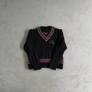 Corteiz Wimbledon Knit Sweater Black / Red – Black, L